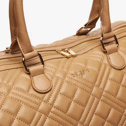 Celeste Quilted Duffel Bag with Detachable Strap and Zip Closure-Duffle Bags-image-4