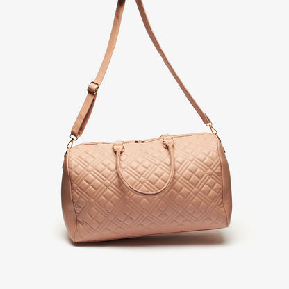 Celeste Quilted Duffel Bag with Detachable Strap and Zip Closure-Duffle Bags-image-2