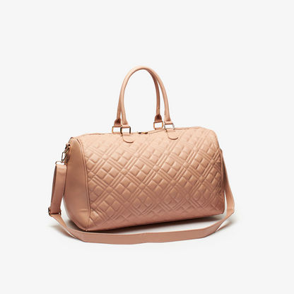 Celeste Quilted Duffel Bag with Detachable Strap and Zip Closure-Duffle Bags-image-3