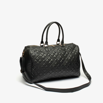 Celeste Quilted Duffel Bag with Detachable Strap and Zip Closure-Duffle Bags-image-3
