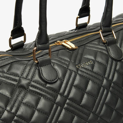 Celeste Quilted Duffel Bag with Detachable Strap and Zip Closure-Duffle Bags-image-4