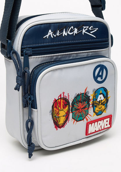 Marvel Avengers Print Crossbody Bag with Zip Closure and Adjustable Strap