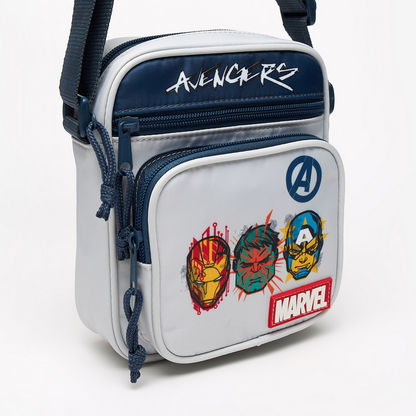 Marvel Avengers Print Crossbody Bag with Zip Closure and Adjustable Strap-Boy%27s Bags-image-1
