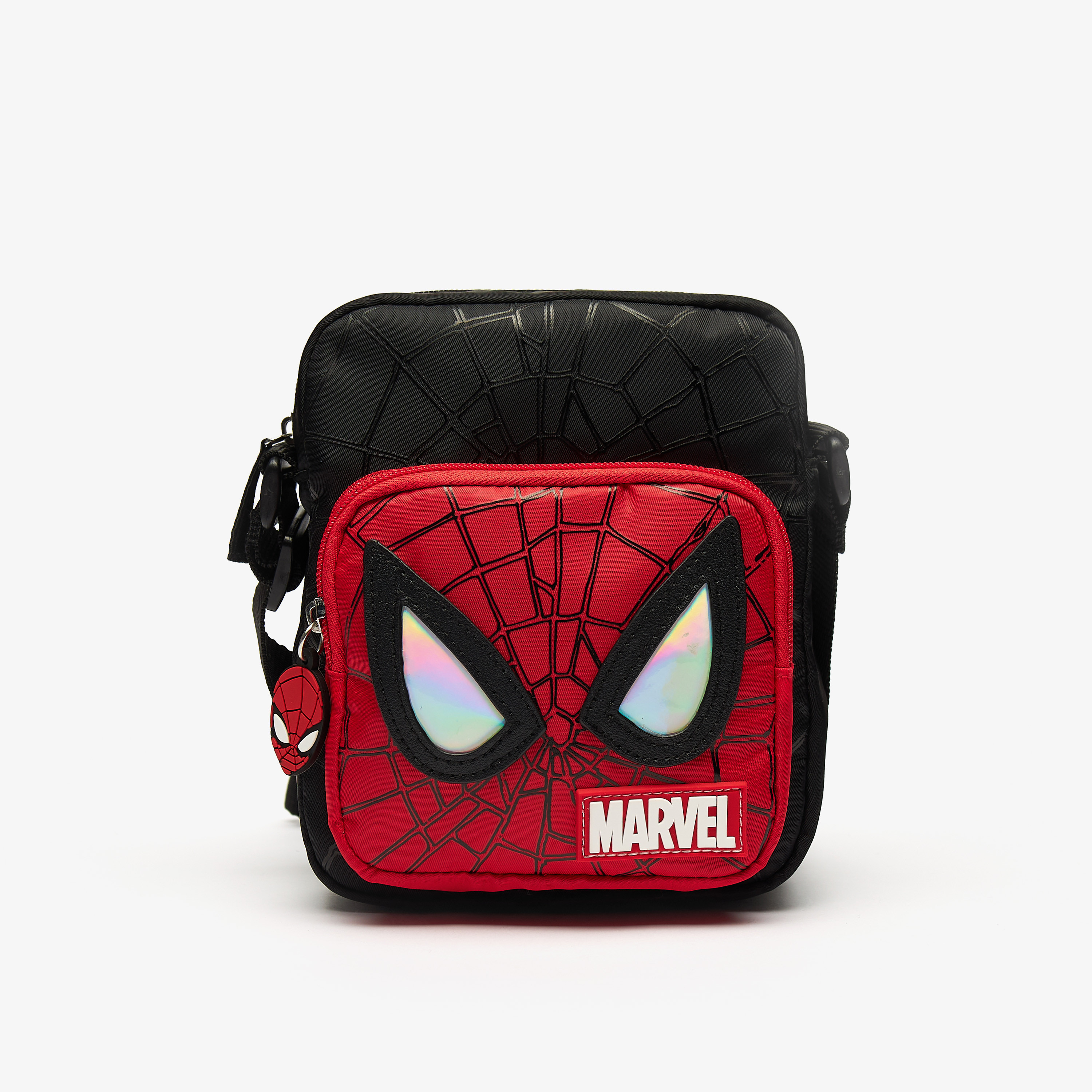 Spider Man Print Crossbody Bag with Adjustable Strap and Zip Closure