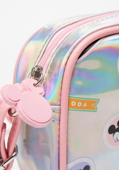Disney All-Over Mickey Mouse Print Iridescent Crossbody Bag with Zip Closure