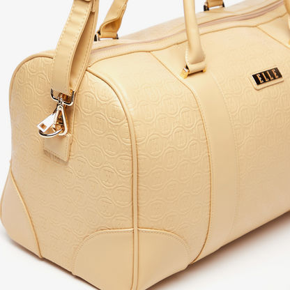 Elle Logo Embossed Duffel Bag with Double Handles-Duffle Bags-image-3