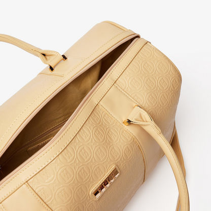 Elle Logo Embossed Duffel Bag with Double Handles-Duffle Bags-image-4