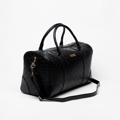 Elle Logo Embossed Duffel Bag with Double Handles-Duffle Bags-image-2