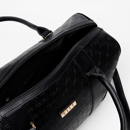 Elle Logo Embossed Duffel Bag with Double Handles-Duffle Bags-image-4