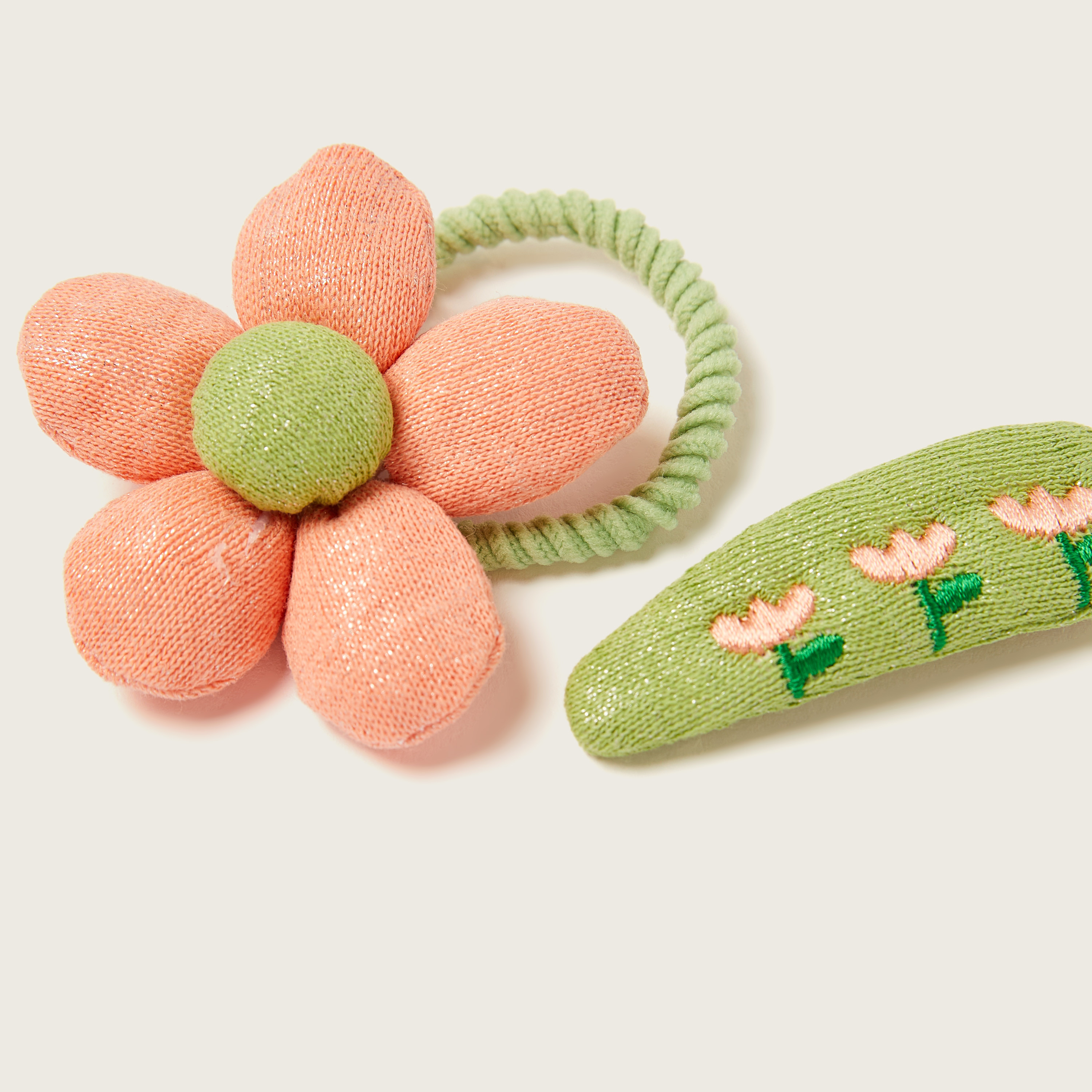 Charmz Floral Accented Hair Tie and Clip Set-baby-girls-accessories-hairaccessories-image-2