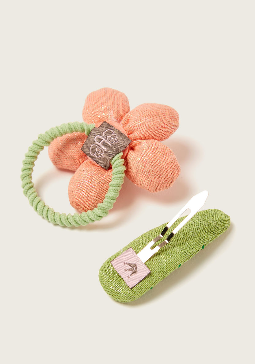 Charmz Floral Accented Hair Tie and Clip Set-Hair Accessories-image-2