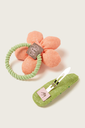 Charmz Floral Accented Hair Tie and Clip Set