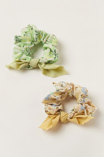 Charmz Printed Hair Scrunchie with Bow Detail - Set of 2