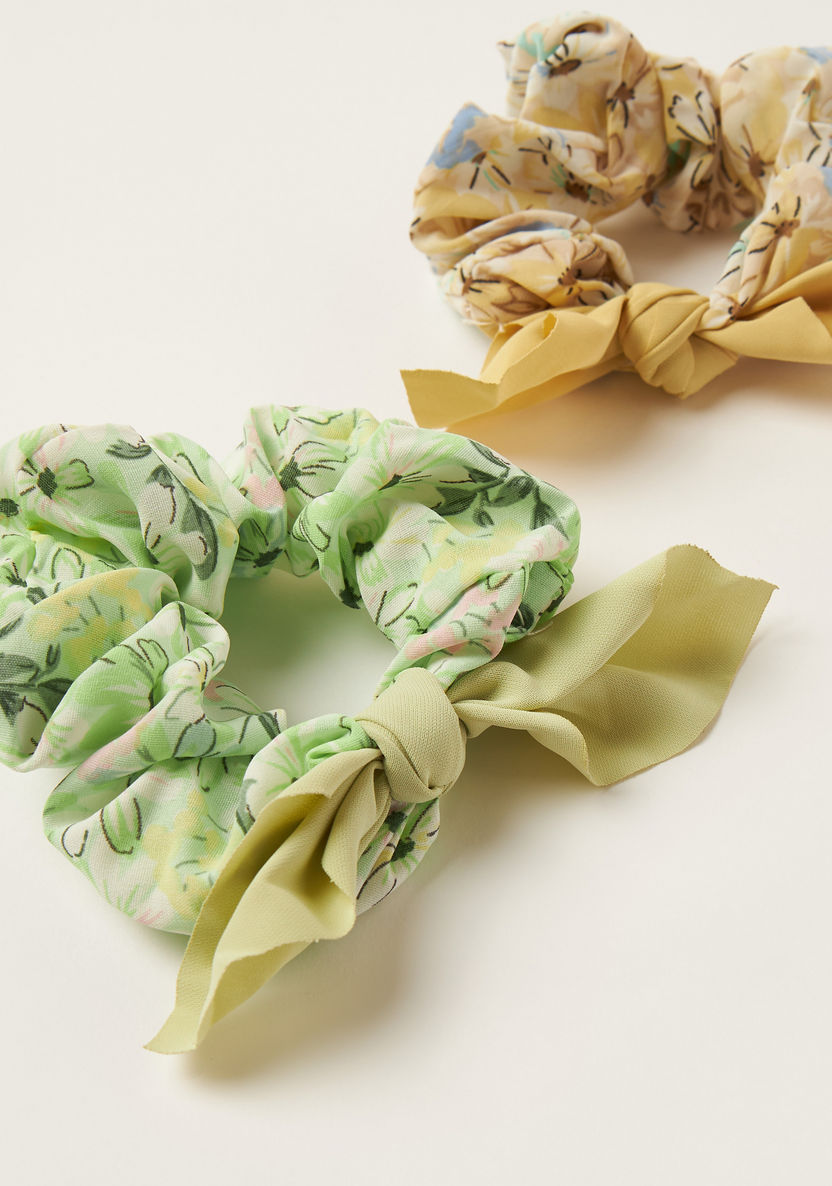 Charmz Printed Hair Scrunchie with Bow Detail - Set of 2-Hair Accessories-image-1