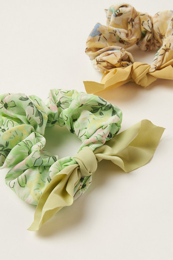 Charmz Printed Hair Scrunchie with Bow Detail - Set of 2