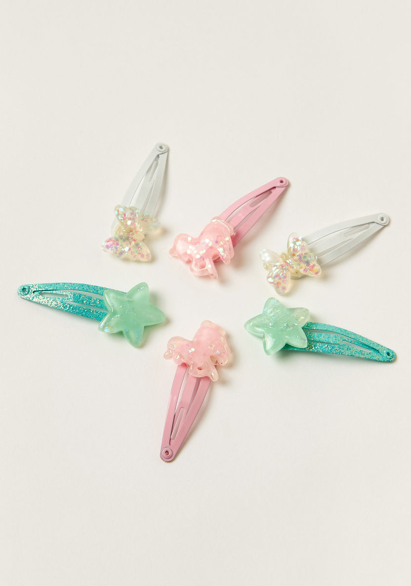 Charmz Embellished Hair Clip Set - Set of 6-Hair Accessories-image-1