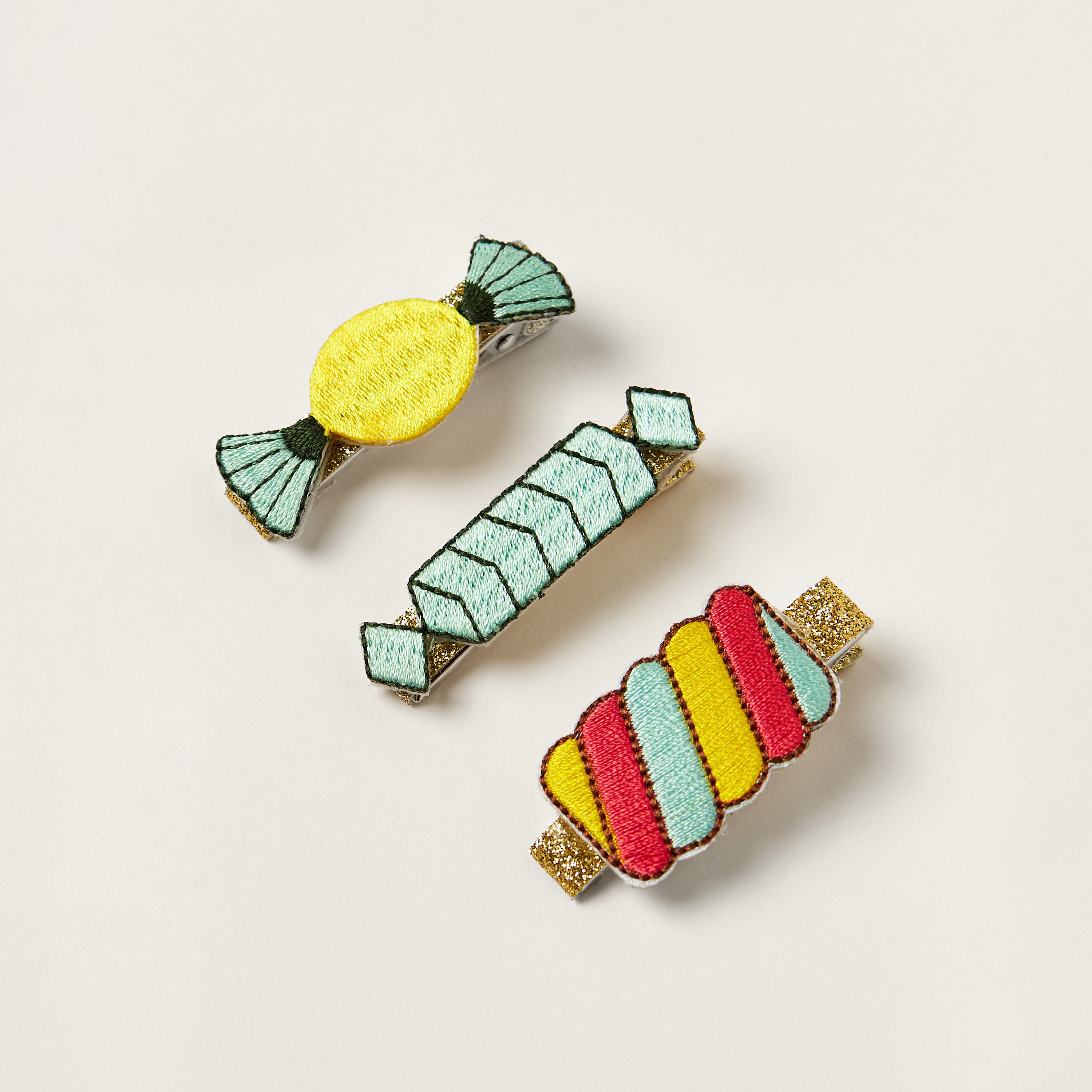 Charmz Embroidered Hair Clip - Set of 3-baby-girls-accessories-hairaccessories-image-1