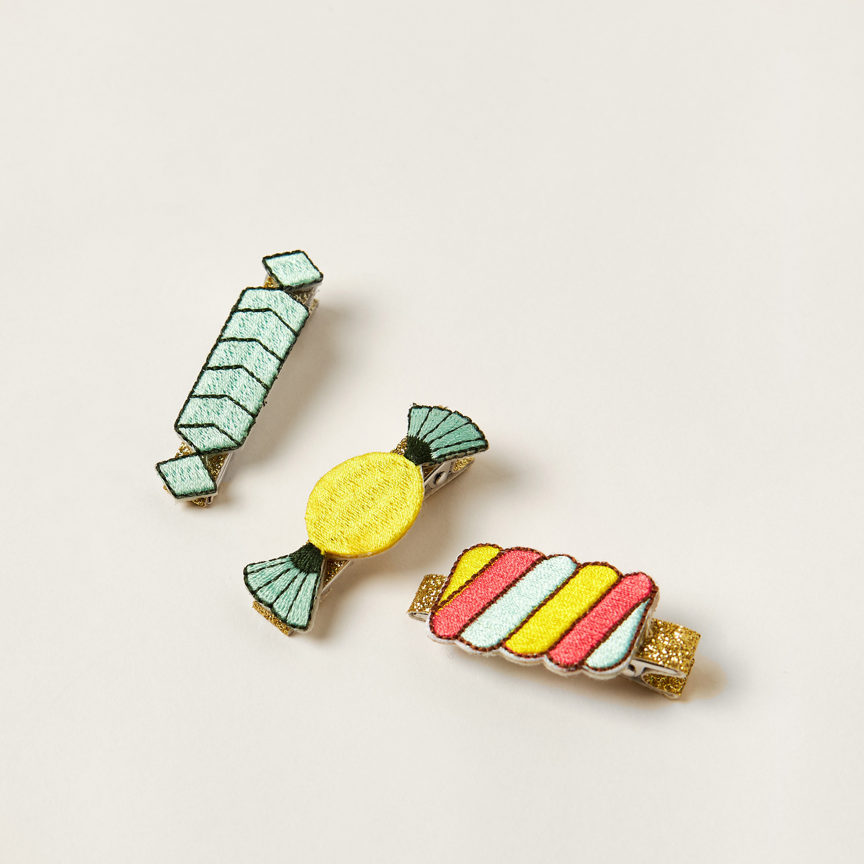 Charmz Embroidered Hair Clip - Set of 3-baby-girls-accessories-hairaccessories-image-2