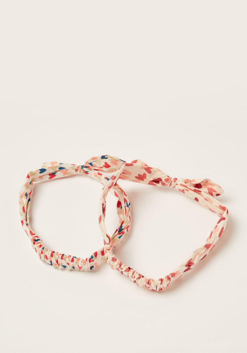 Charmz Heart Print Headband with Bow Accent - Set of 2-Hair Accessories-image-2