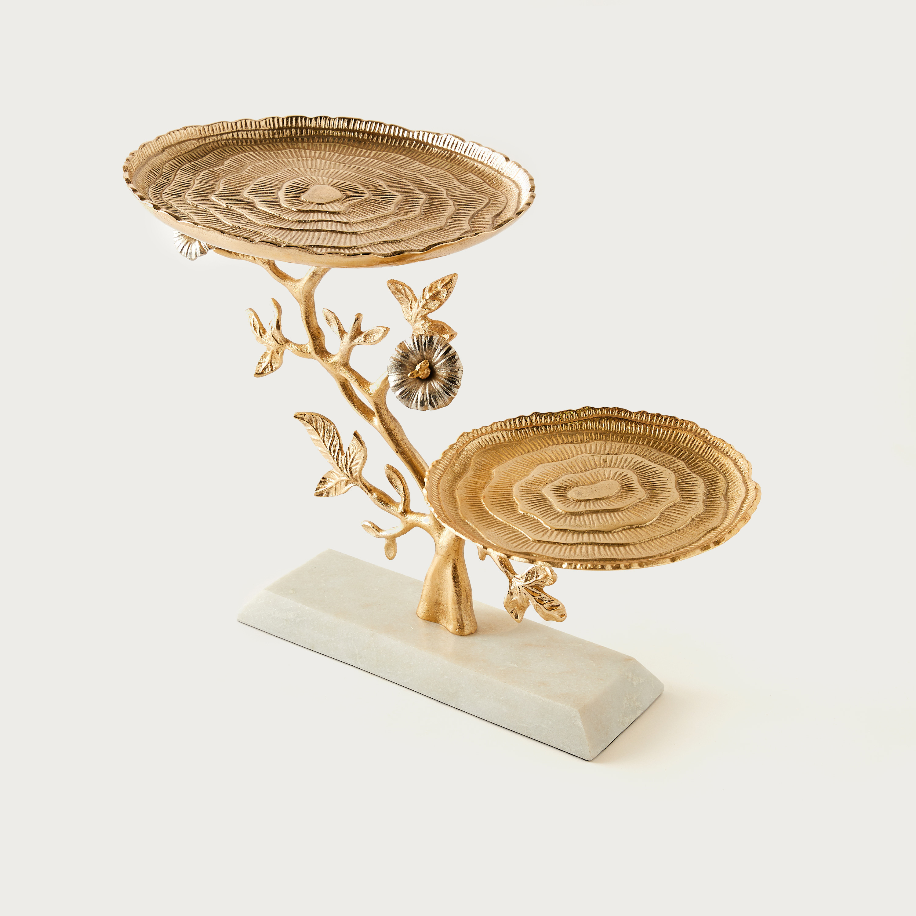 Metallic 2-Tier Cake Stand with Marble Base - 45x25x33 cms-household-dining-serveware-cakestands-image-2