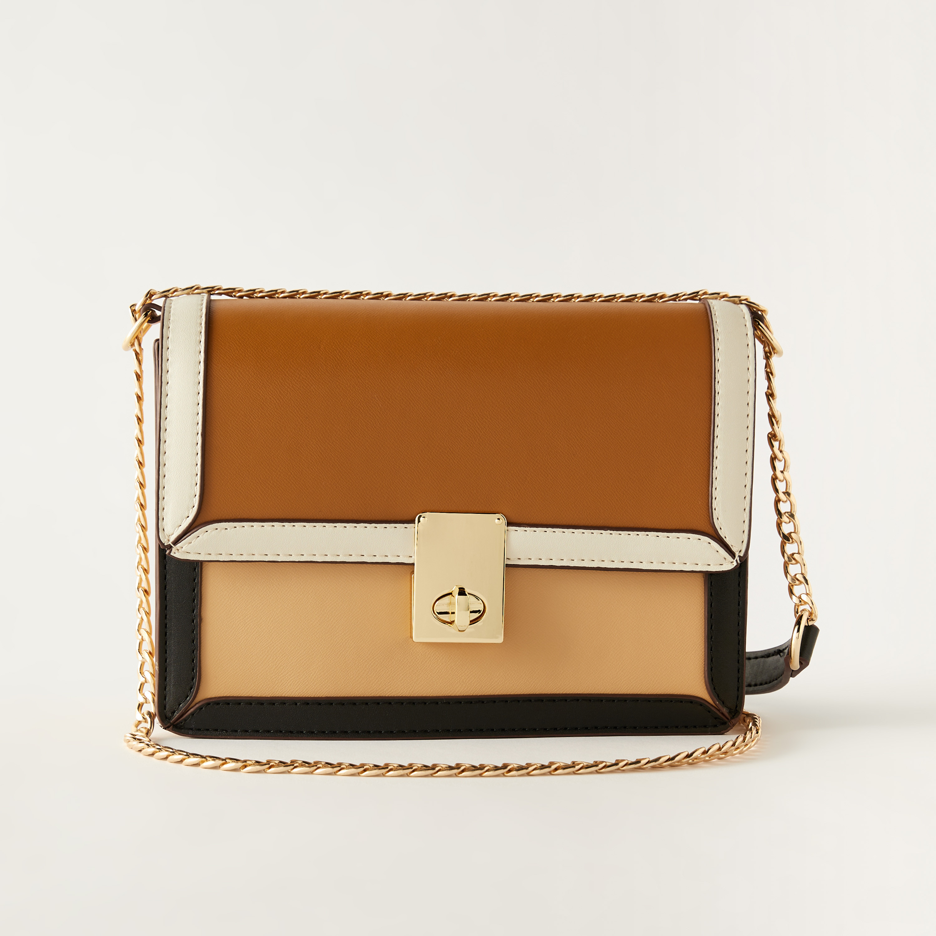 شنطة كروس بودي بقوالب ملونة وحزام سلسلة من ساشا-women-bagsandwallets-handbags-image-1