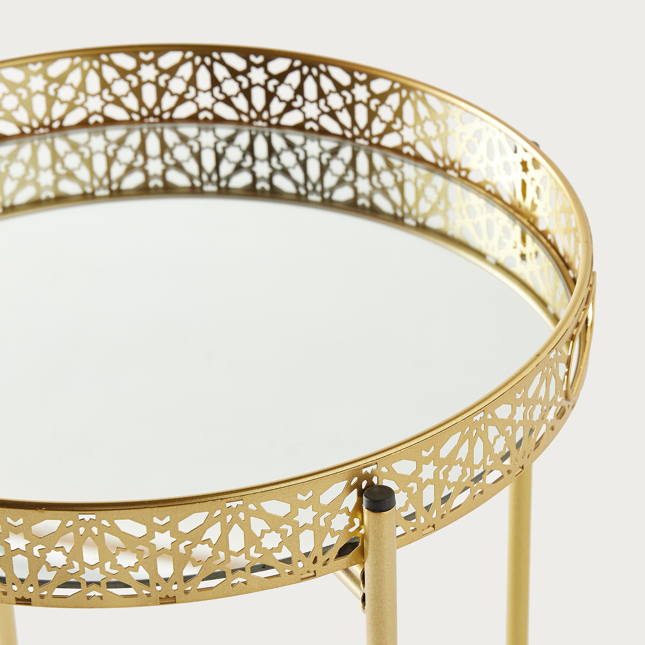 Metallic Accent Table with Mirror - 42x42x47 cms-furniture-livingroom-sideandendtables-image-3