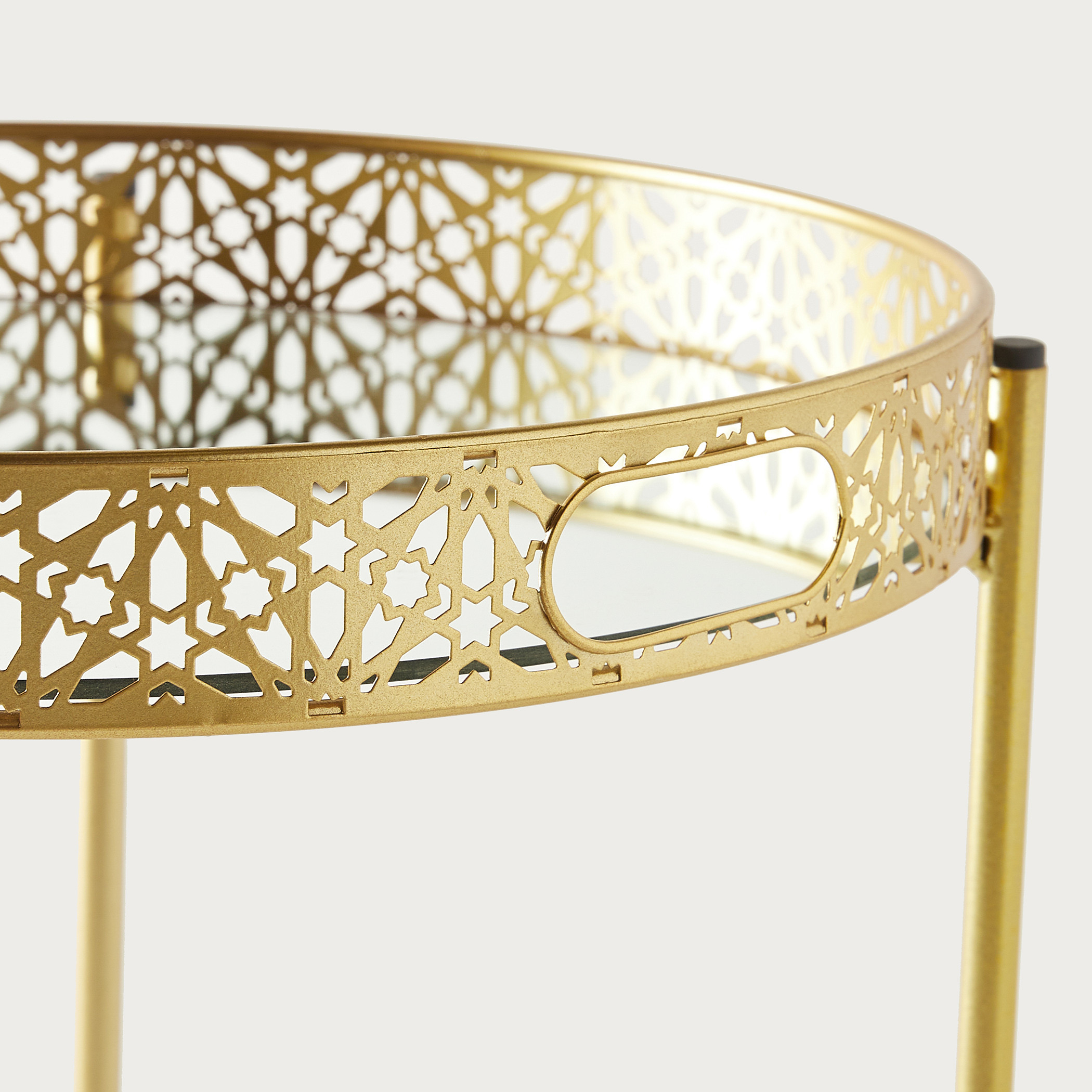 Metallic Accent Table with Mirror - 42x42x47 cms-furniture-livingroom-sideandendtables-image-4