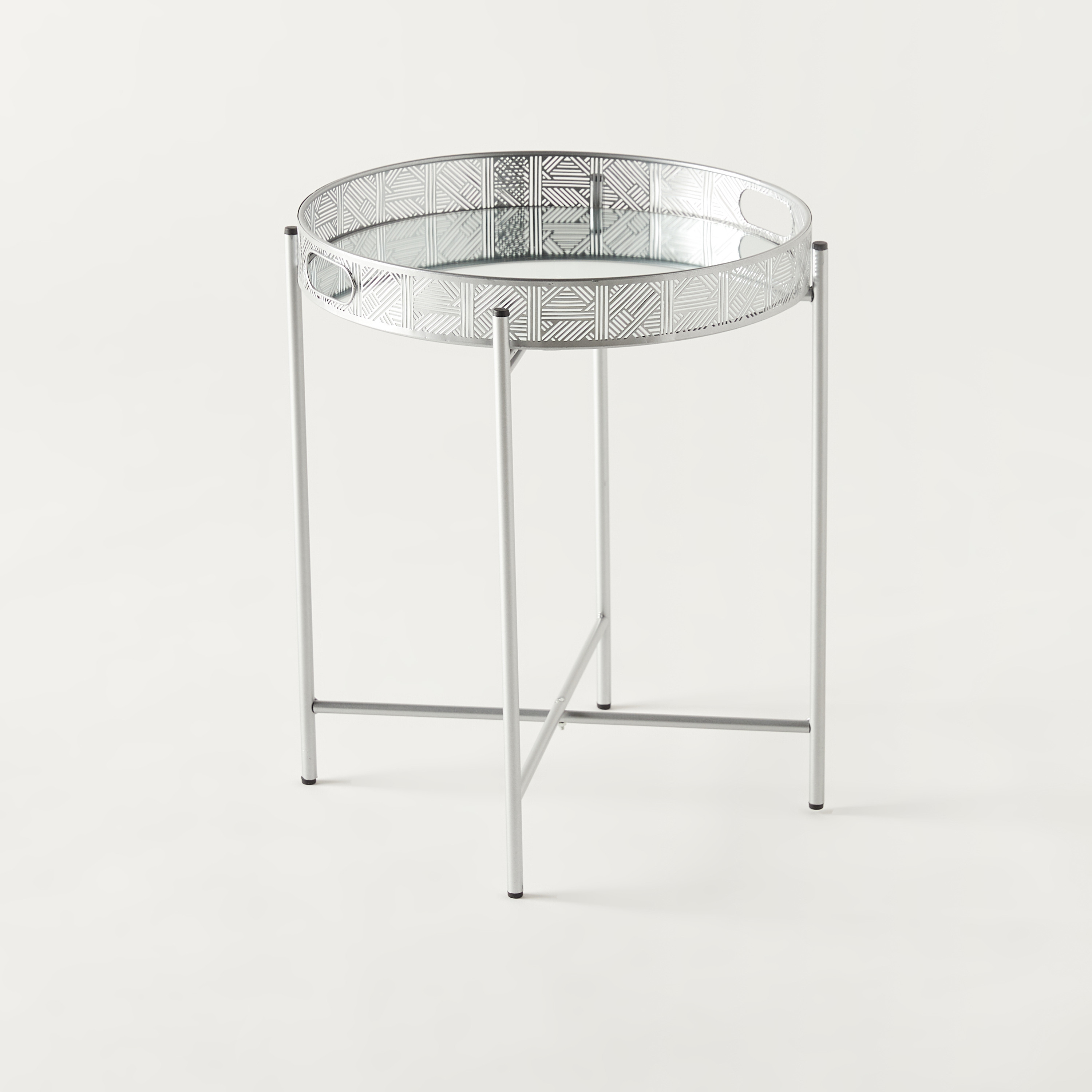 Metallic Accent Table with Mirror - 42x42x47 cms-furniture-livingroom-sideandendtables-image-1