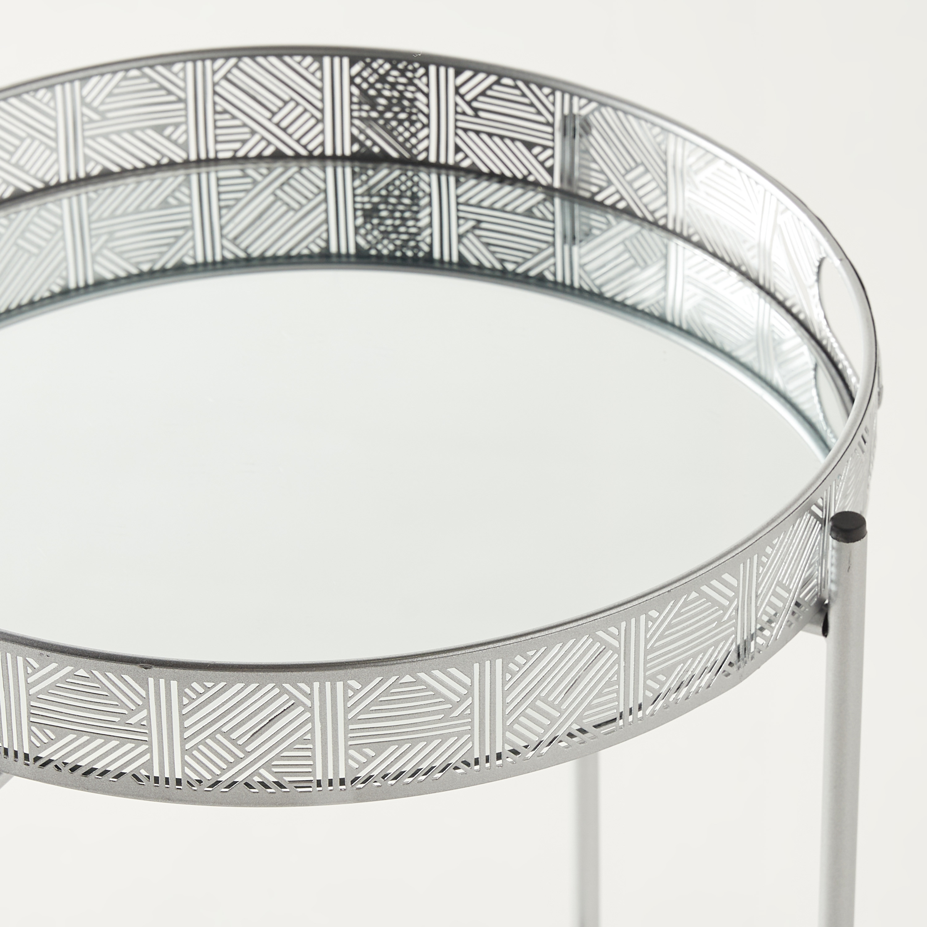 Metallic Accent Table with Mirror - 42x42x47 cms-furniture-livingroom-sideandendtables-image-3