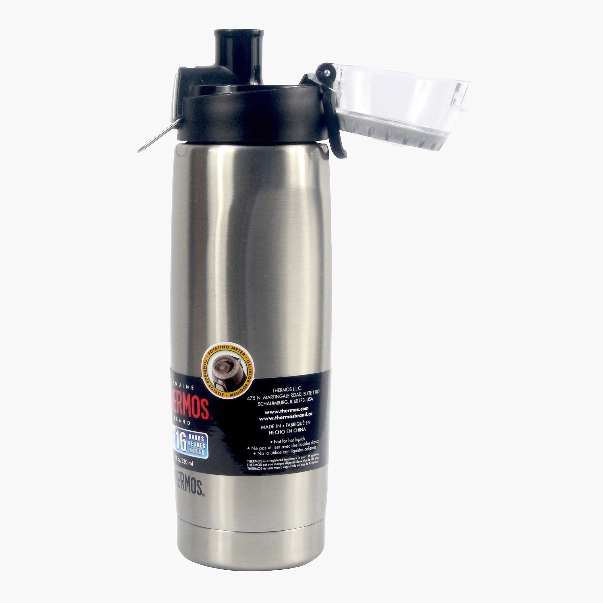 Thermos hydration water store bottle with meter