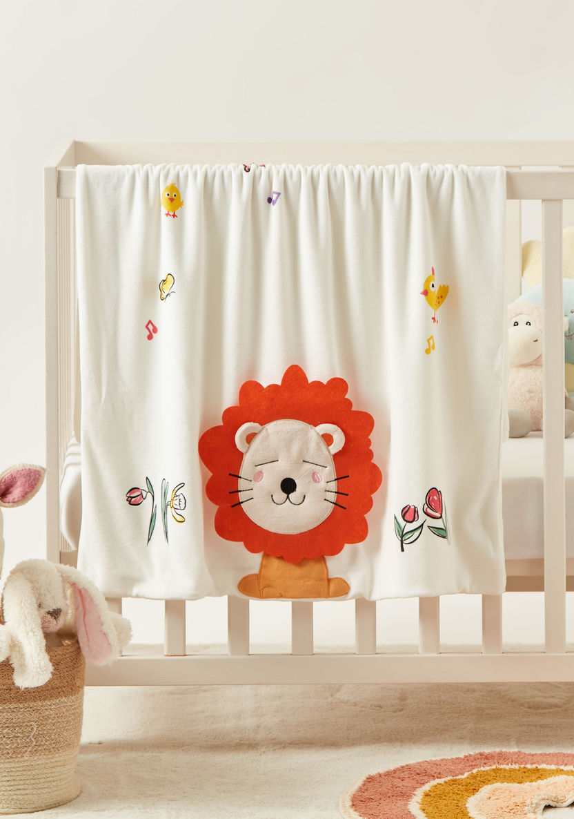 Juniors Lion Embroidered Blanket with 3D Applique Detail - 100x75 cms-Blankets and Throws-image-0