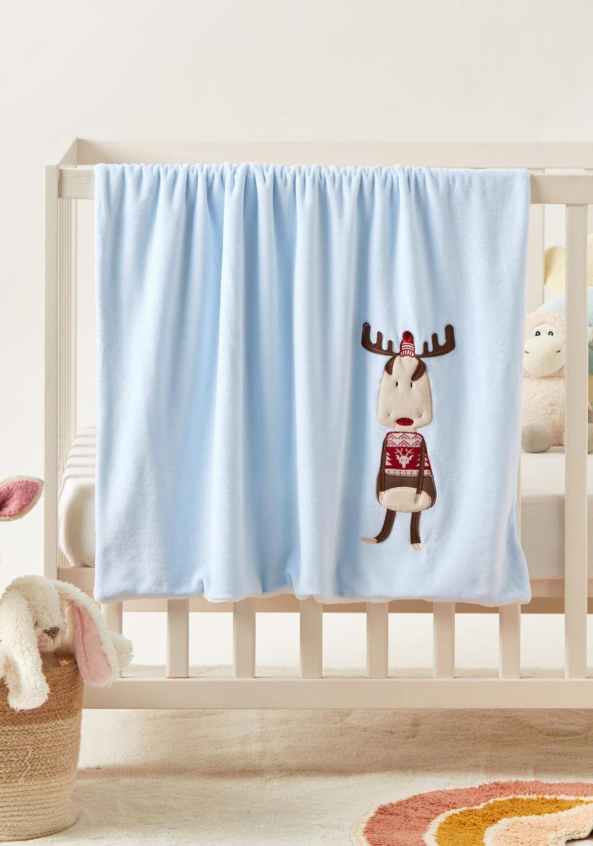 Juniors Reindeer Embroidered Blanket with 3D Applique Detail - 100x75 cms-Blankets and Throws-image-0