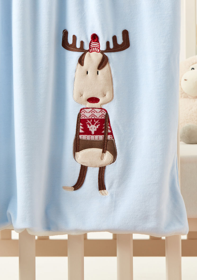 Juniors Reindeer Embroidered Blanket with 3D Applique Detail - 100x75 cms-Blankets and Throws-image-2