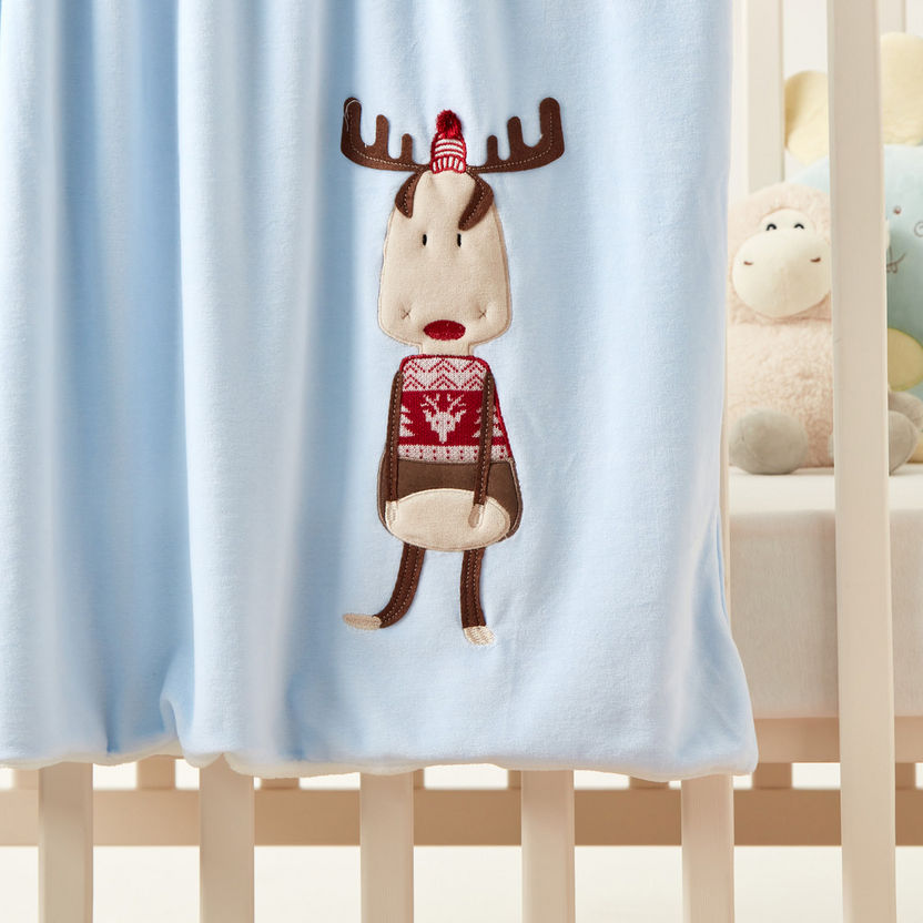Juniors Reindeer Embroidered Blanket with 3D Applique Detail - 100x75 cms-Blankets and Throws-image-2