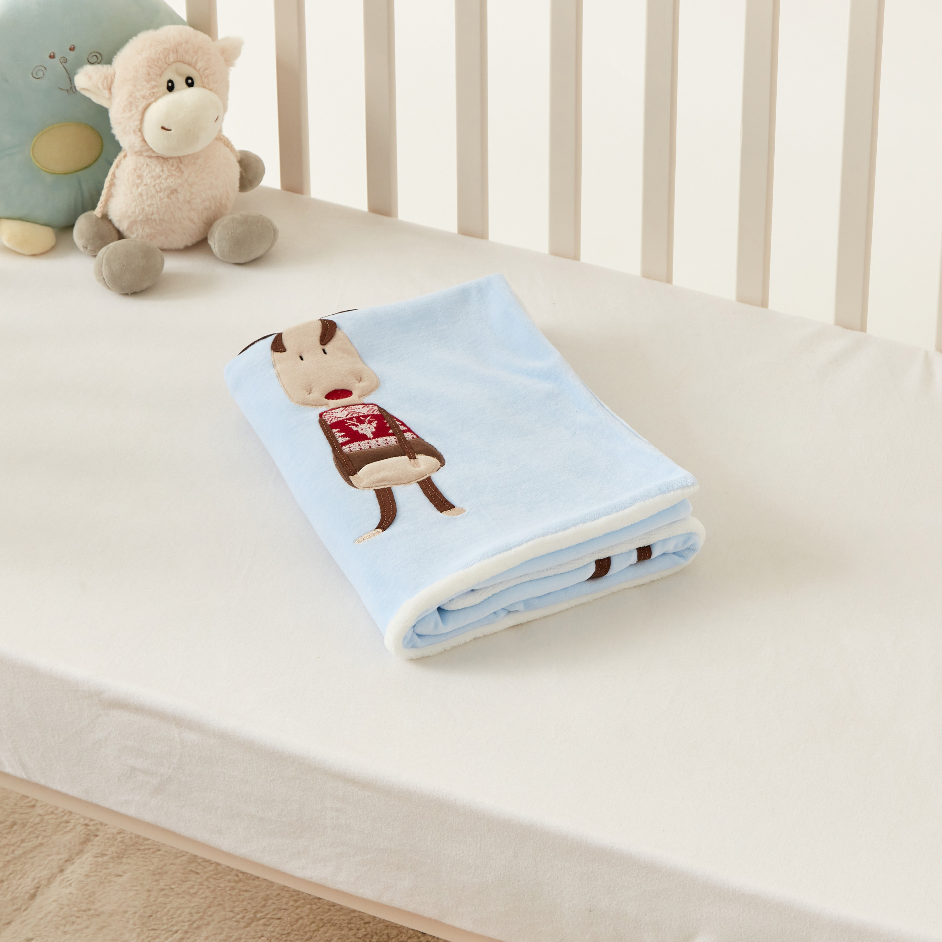 Juniors Reindeer Embroidered Blanket with 3D Applique Detail - 100x75 cms-baby-nursery-blanketsandswaddles-blanketsandquilts-image-4