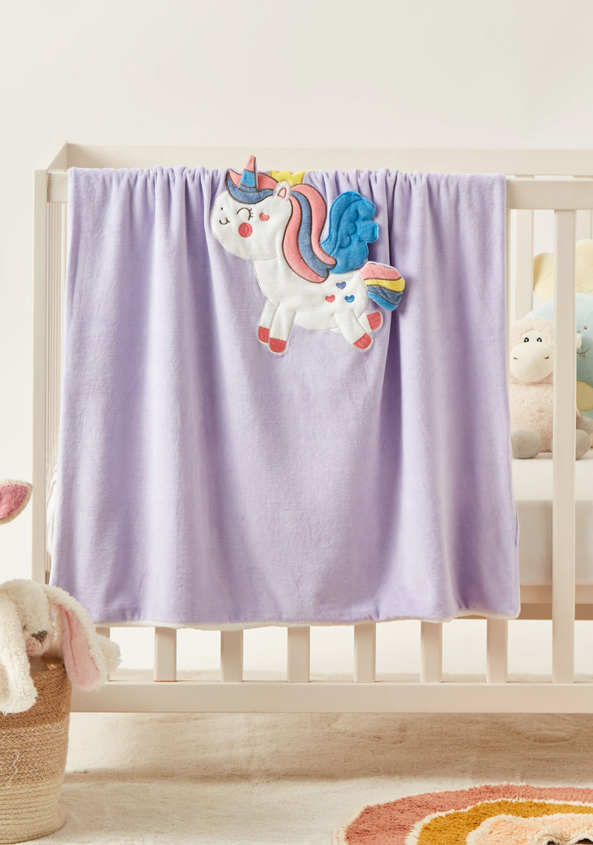 Juniors Unicorn Embroidered Blanket - 100x75 cms-Blankets and Throws-image-0