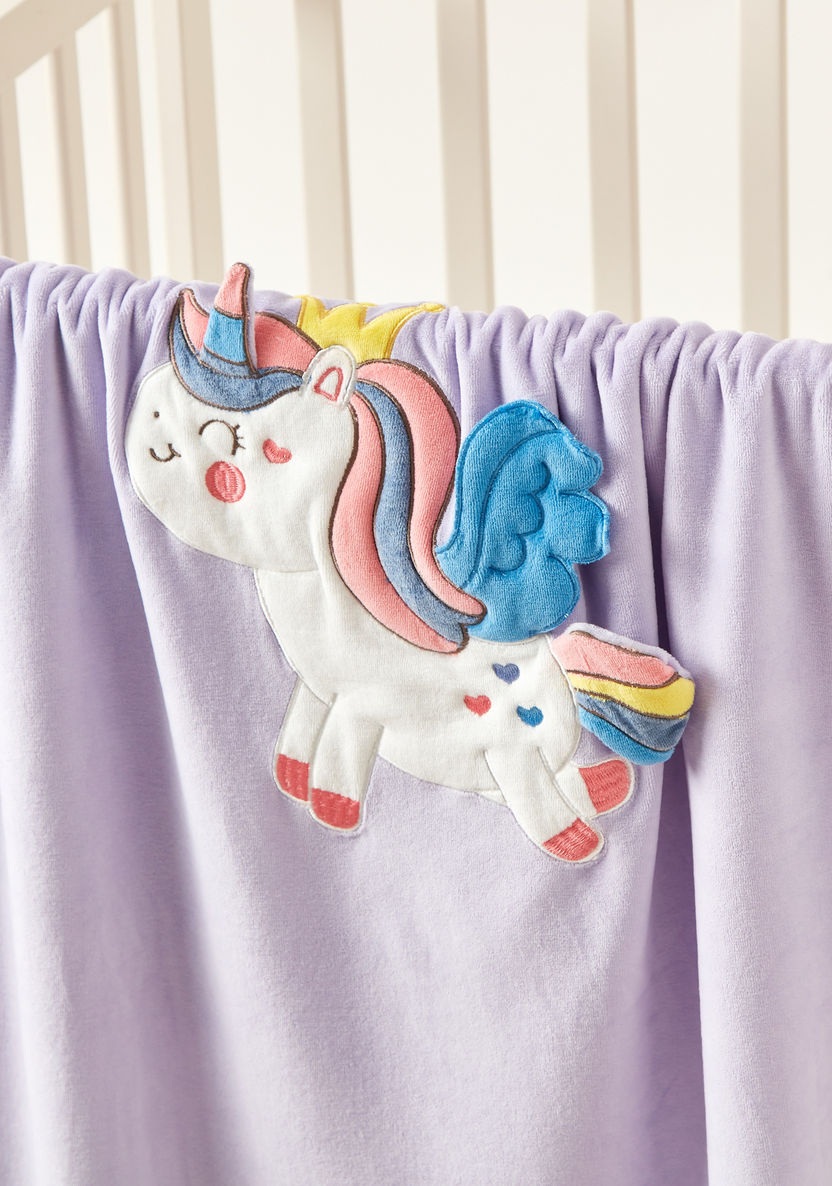 Juniors Unicorn Embroidered Blanket - 100x75 cms-Blankets and Throws-image-1