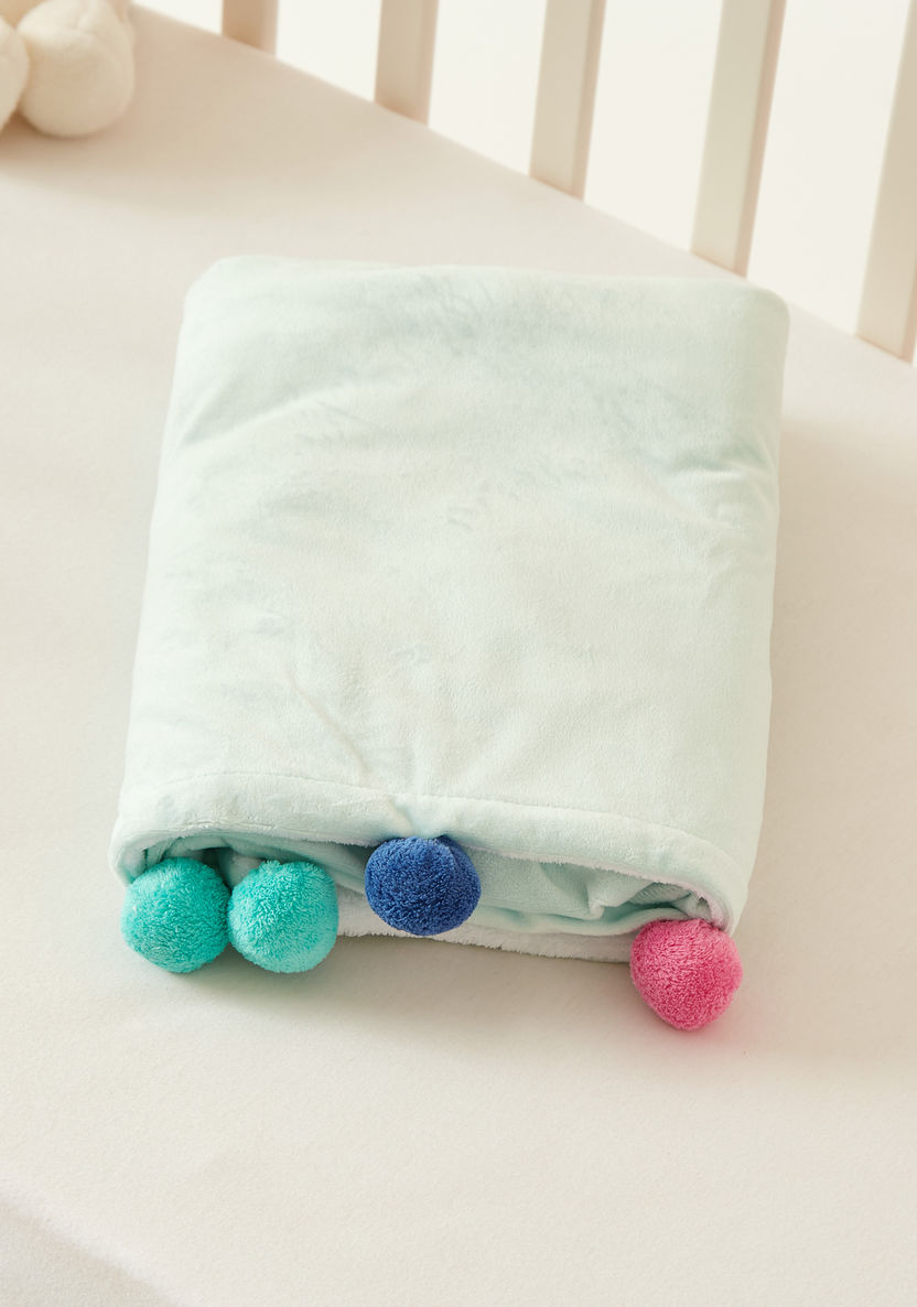 Juniors Solid Blanket with Pompom Detail-Blankets and Throws-image-3