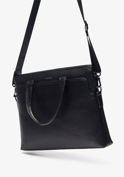 Duchini Solid Portfolio Bag with Detachable Strap and Zip Closure-Men%27s Handbags-image-2