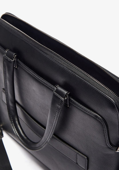 Duchini Solid Portfolio Bag with Detachable Strap and Zip Closure-Men%27s Handbags-image-7