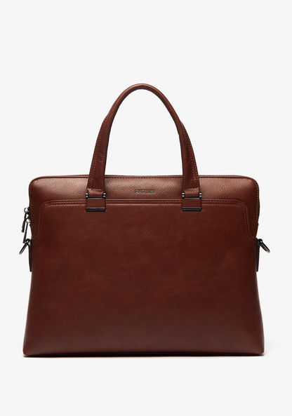 Duchini Solid Portfolio Bag with Detachable Strap and Zip Closure-Men%27s Handbags-image-1