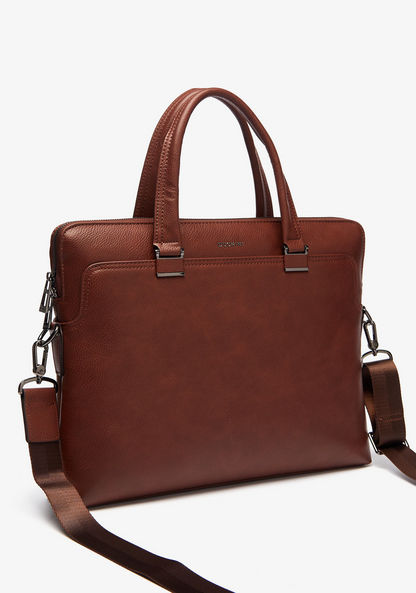 Duchini Solid Portfolio Bag with Detachable Strap and Zip Closure-Men%27s Handbags-image-3