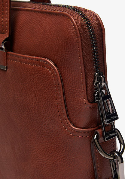Duchini Solid Portfolio Bag with Detachable Strap and Zip Closure-Men%27s Handbags-image-4