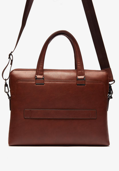 Duchini Solid Portfolio Bag with Detachable Strap and Zip Closure-Men%27s Handbags-image-6