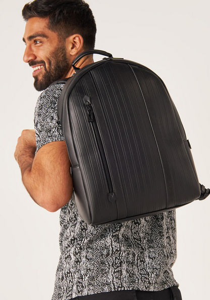 Duchini Textured Backpack with Adjustable Straps and Zip Closure-Men%27s Handbags-image-0