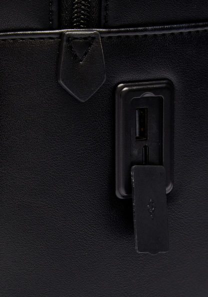 Duchini Textured Backpack with Adjustable Straps and Zip Closure-Men%27s Handbags-image-4