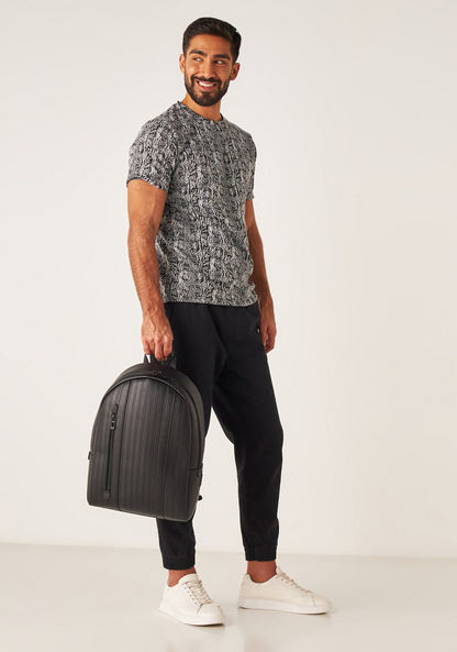 Duchini Textured Backpack with Adjustable Straps and Zip Closure-Men%27s Handbags-image-5