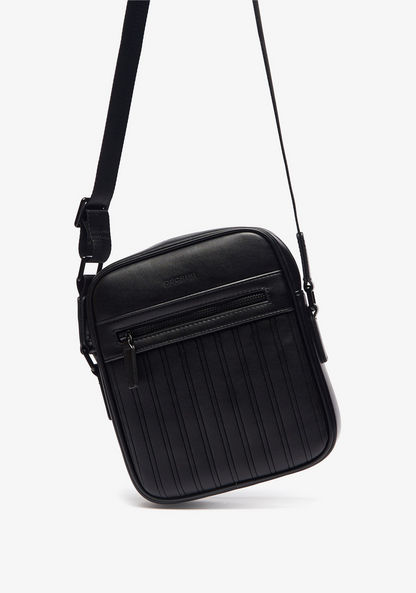 Duchini Textured Crossbody Bag with Adjustable Strap and Zip Closure-Men%27s Handbags-image-2
