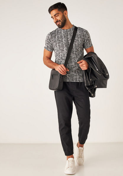 Duchini Textured Crossbody Bag with Adjustable Strap and Zip Closure-Men%27s Handbags-image-6