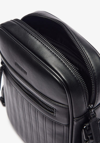 Duchini Textured Crossbody Bag with Adjustable Strap and Zip Closure-Men%27s Handbags-image-7